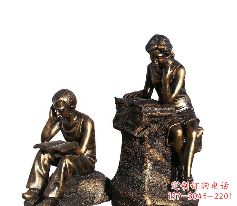 廊坊校园铸铜学生看书人物雕塑