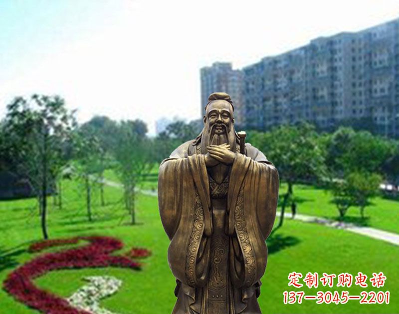 廊坊学校孔子行教像铜雕