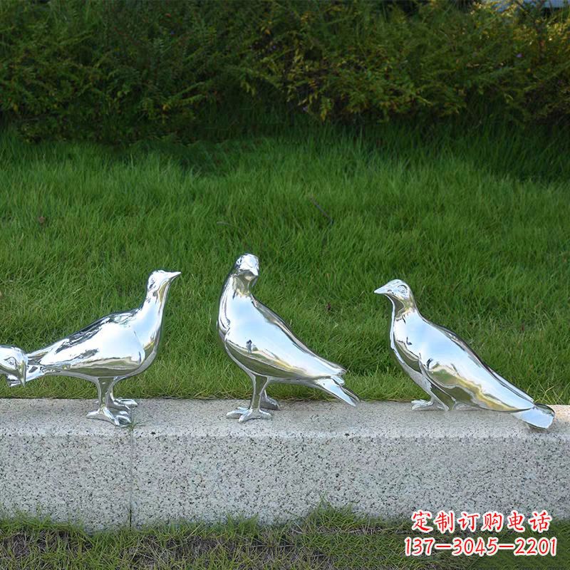 廊坊银白色不锈钢电镀鸽子雕塑摆件