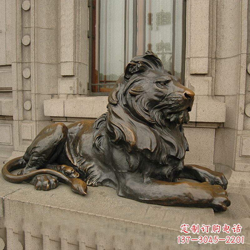 廊坊银行大门铜雕港币狮子看门动物雕塑