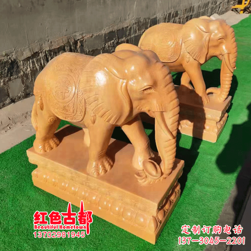 廊坊银行门口的石雕大象