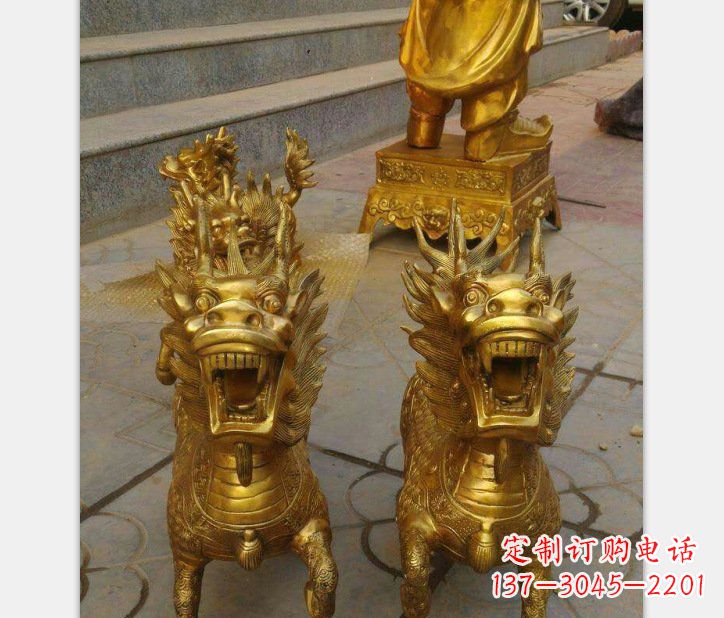 廊坊银行铜雕麒麟雕塑