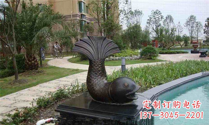 廊坊鱼式喷泉小区景观铜雕
