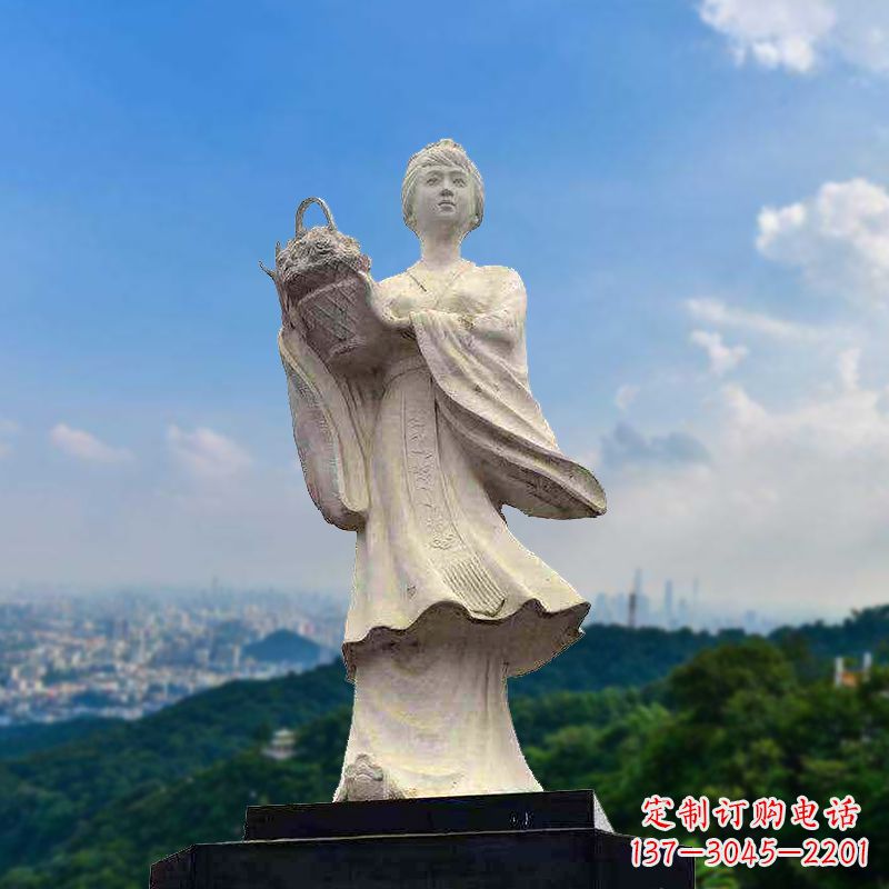 廊坊虞姬景观石雕像-景区园林古代美女雕塑