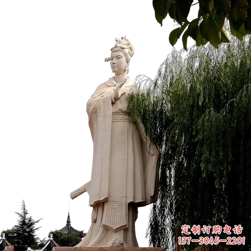 廊坊虞姬砂岩石雕-景区园林古代人物著名美女雕像