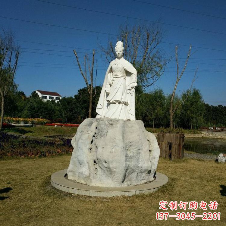 廊坊虞姬石雕塑-公园历史名人楚汉时期美女雕像