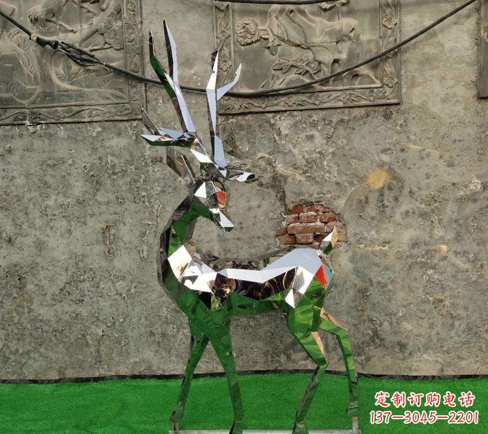 廊坊园林不锈钢抽象小鹿雕塑