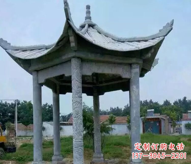 廊坊园林仿古六角凉亭景观石雕