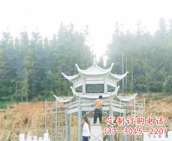 廊坊园林仿古双层石凉亭景观石雕 (2)