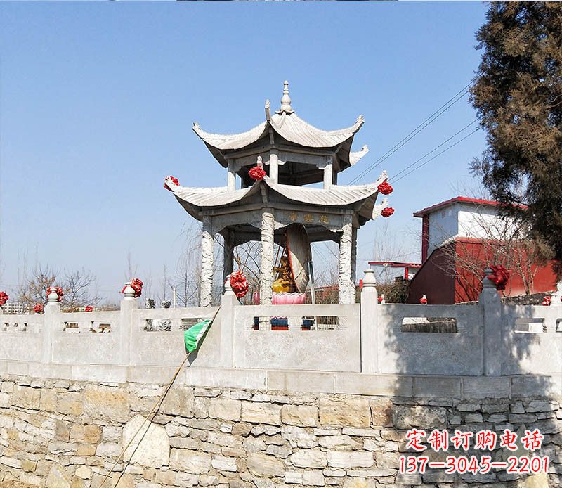 廊坊园林仿古双层石凉亭景观石雕 (3)