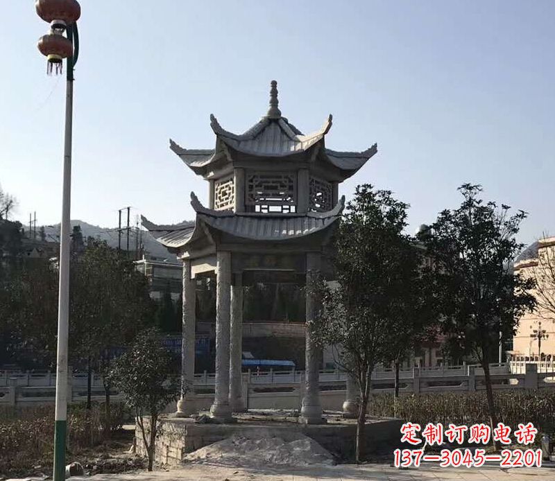 廊坊园林仿古双层石凉亭景观石雕 (4)