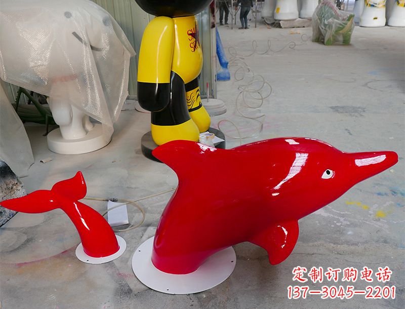 廊坊园林广场创意海豚入水出水雕塑摆件