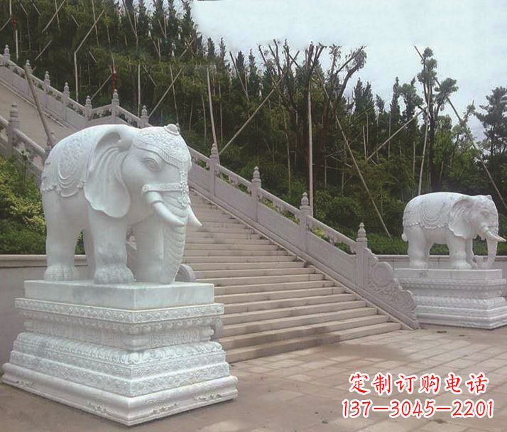 廊坊园林汉白玉大象景观石雕