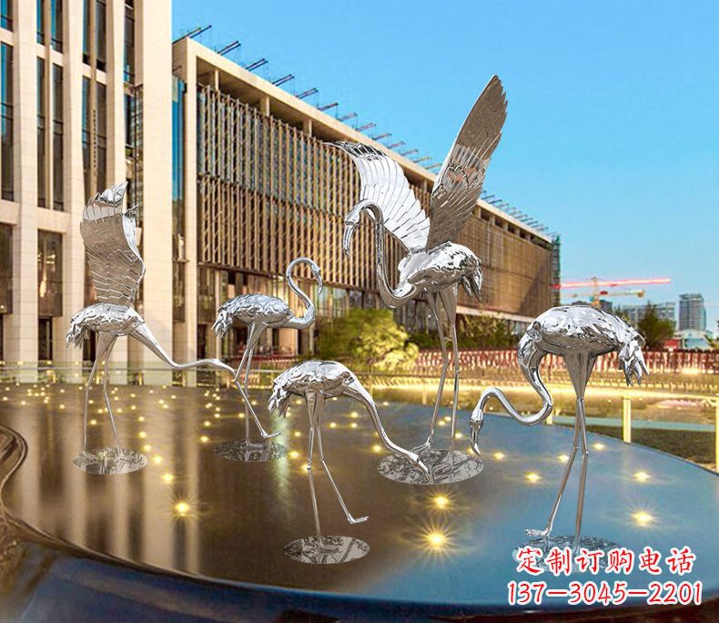 廊坊园林火烈鸟不锈钢雕塑