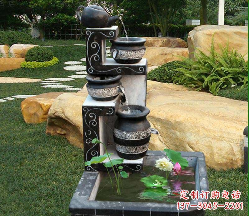 廊坊园林景观茶壶流水池石雕