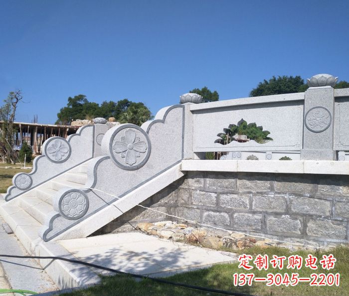 廊坊园林景观大理石镂空莲花石栏板 (2)