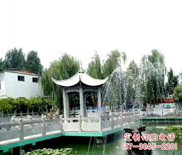 廊坊园林景观单层六角石雕凉亭