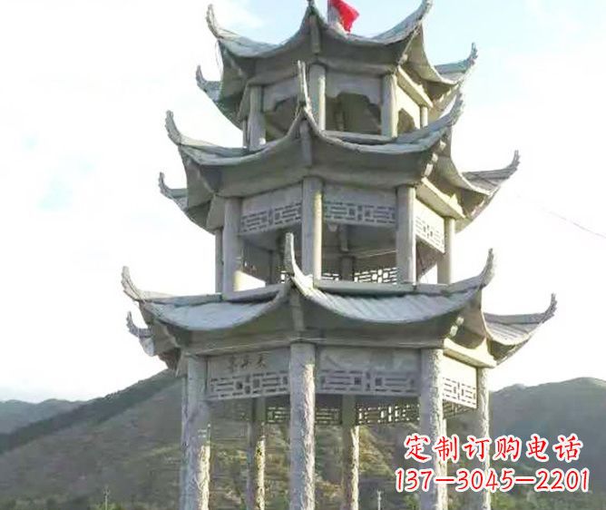 廊坊园林景观多层凉亭石雕 (3)
