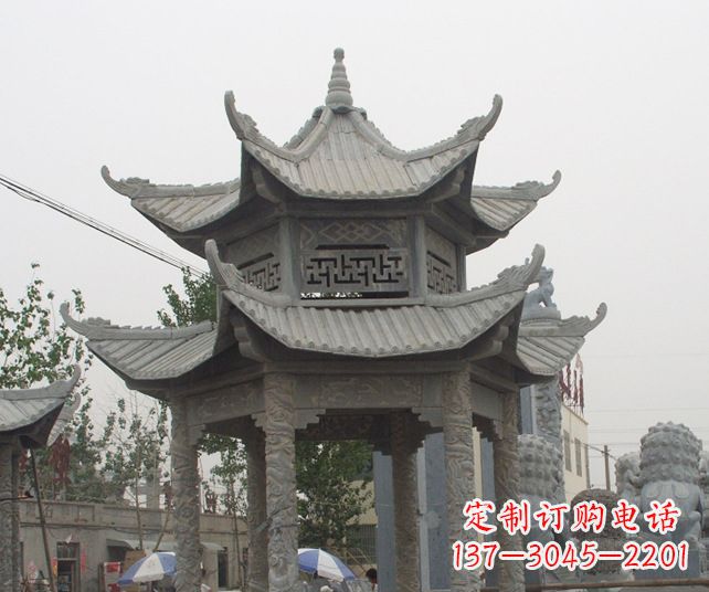 廊坊园林景观仿古石雕凉亭 (2)