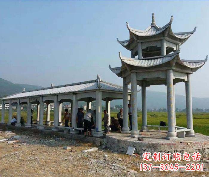 廊坊园林景观仿古石雕长廊凉亭