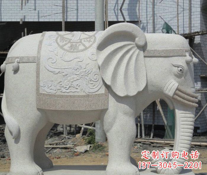 廊坊园林景观驮宝大象石雕 (2)