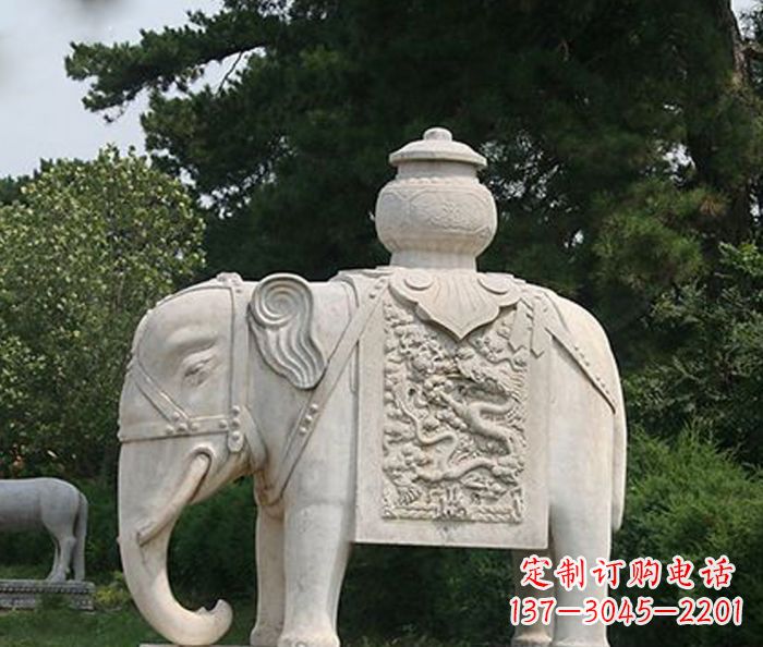 廊坊园林景观驮宝大象石雕