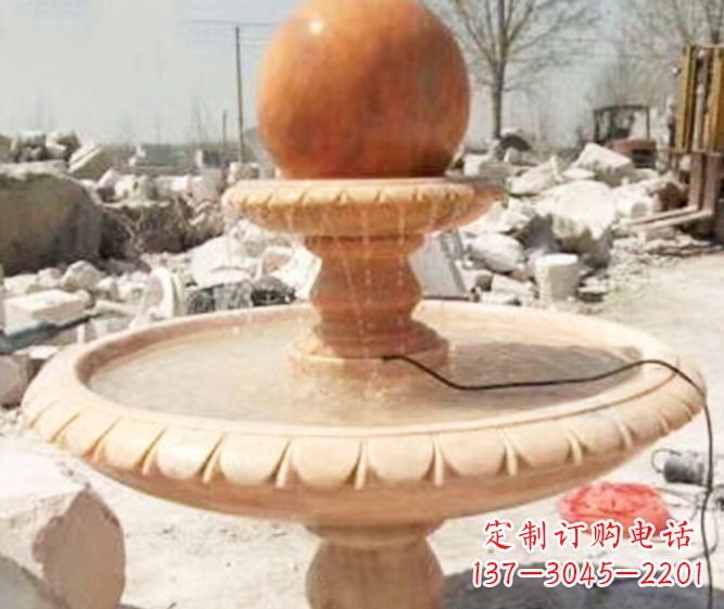 廊坊园林景观晚霞红风水球喷泉石雕 (3)