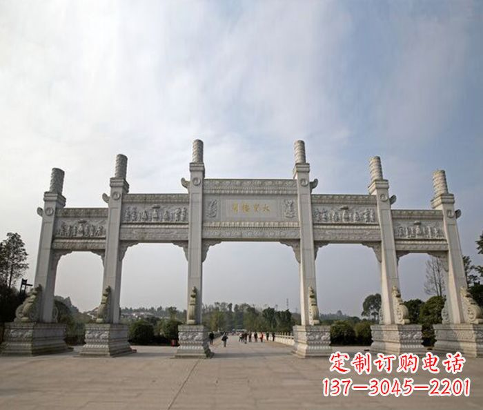 廊坊园林景观五门石雕牌坊