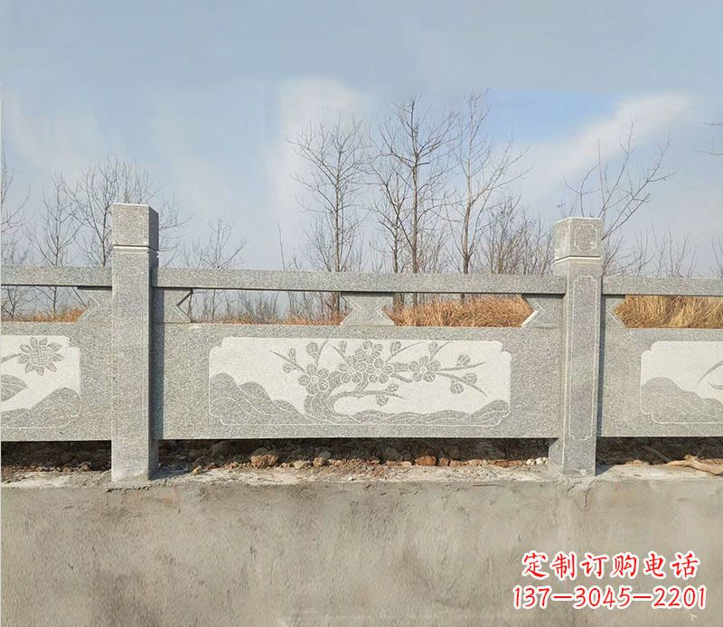 廊坊园林梅花石浮雕栏板景观石雕