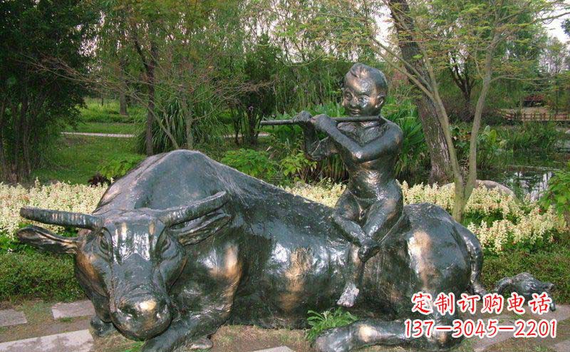 廊坊园林牧童牛景观铜雕