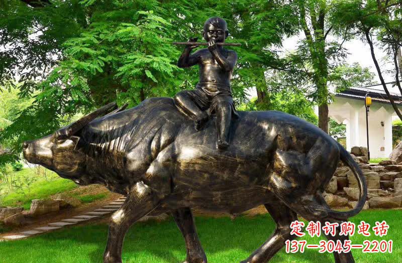廊坊园林牧童骑牛铜雕