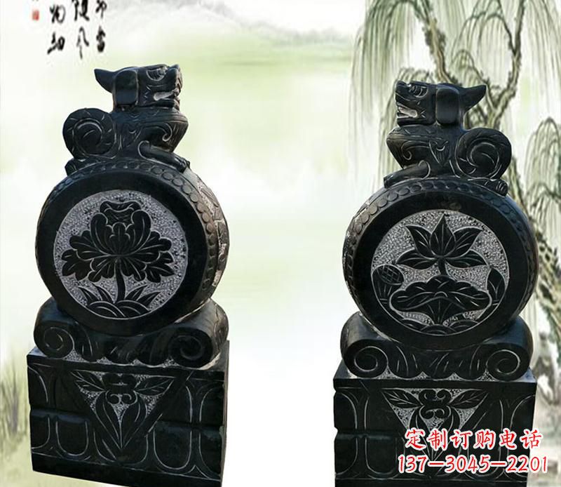 廊坊园林貔貅门墩石雕