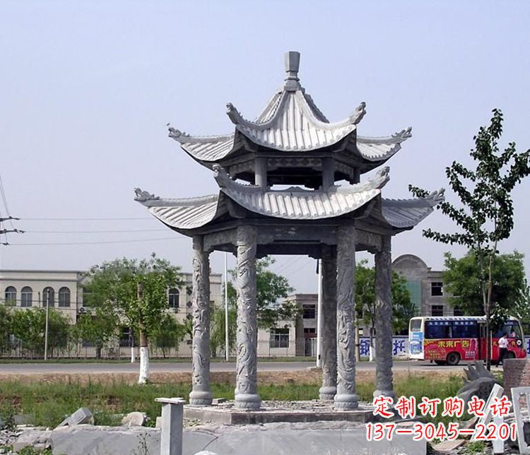 廊坊园林双层仿古凉亭石雕
