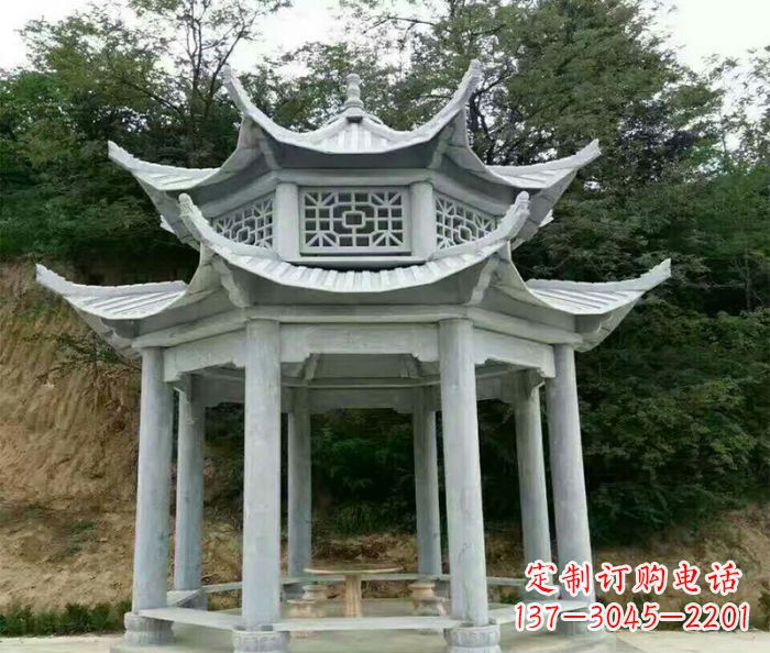 廊坊园林双层凉亭石雕 (2)