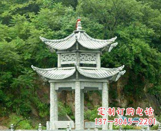 廊坊园林双层六角石凉亭景观石雕