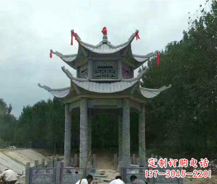 廊坊园林双层凉亭石雕 (3)
