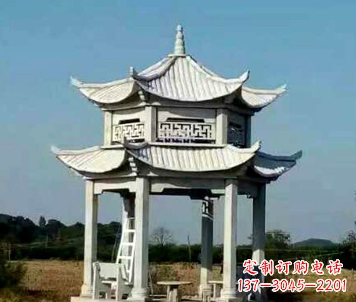 廊坊园林双层石雕凉亭 (2)