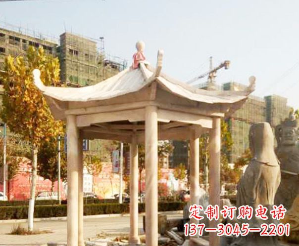 廊坊园林晚霞红单层凉亭景观石雕