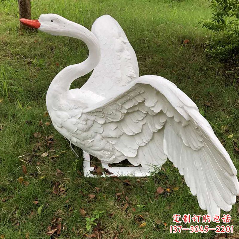 廊坊展翅飞翔白天鹅仿真发光动物雕塑