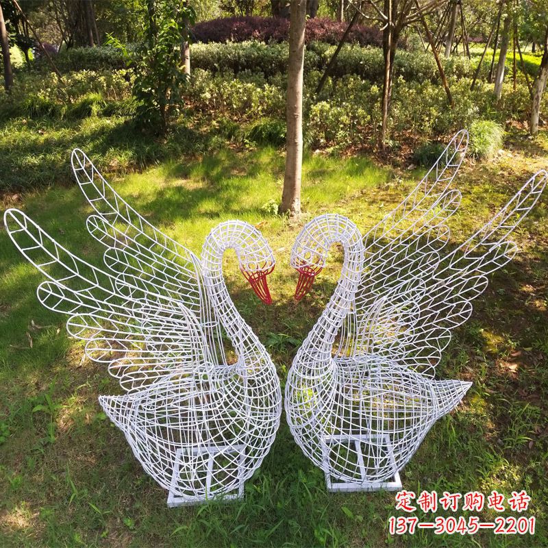 廊坊展翅天鹅公园绿地铁艺动物摆件