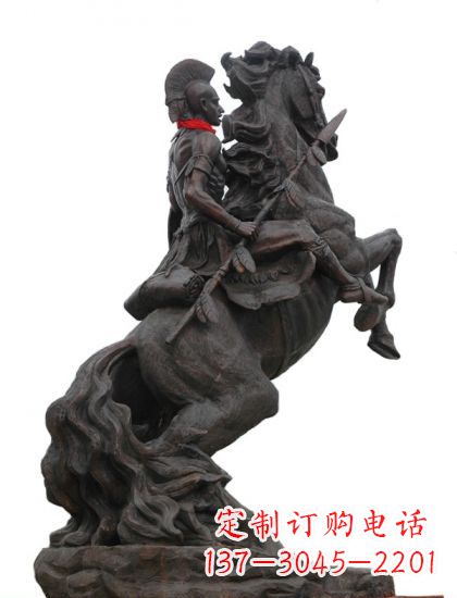 廊坊战士与马 铸铜雕塑