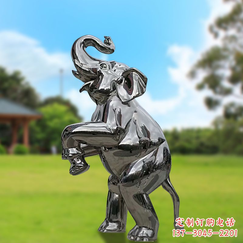 廊坊站立的不锈钢小象雕塑