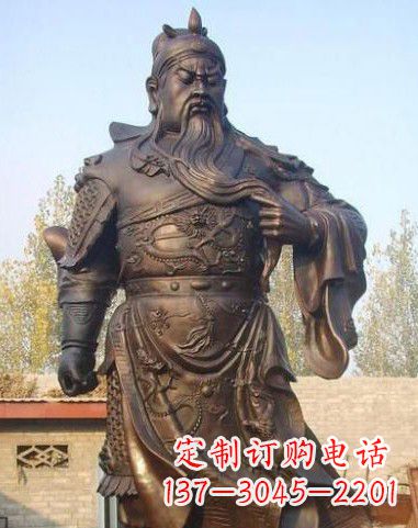 廊坊站立的关公铜像