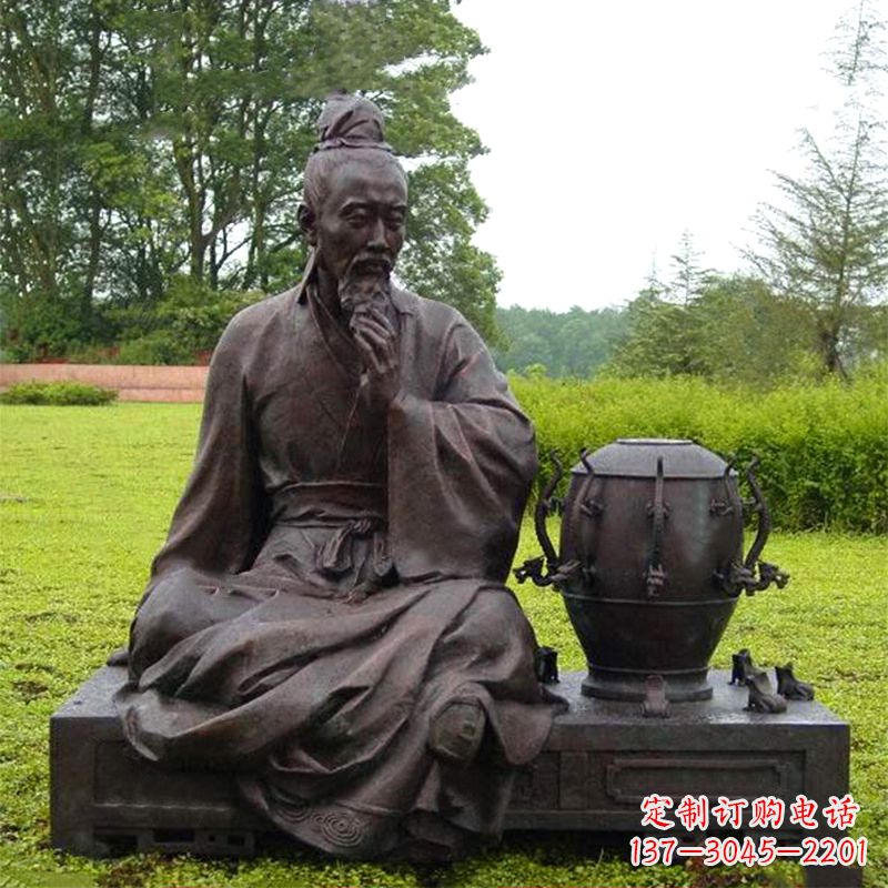 廊坊张衡与地动仪铜雕景观-公园园林历史名人情景雕塑