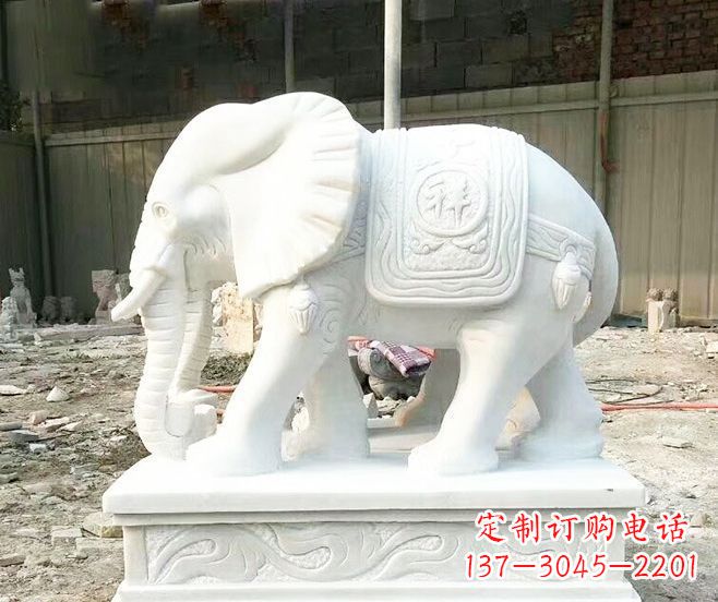廊坊招财动物汉白玉大象石雕 (3)