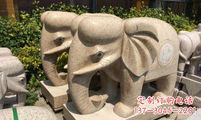 廊坊招财进宝砂岩大象石雕