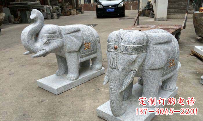 廊坊招财进宝芝麻灰大象石雕 (2)