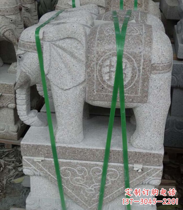 廊坊招财进宝芝麻灰大象石雕 (4)