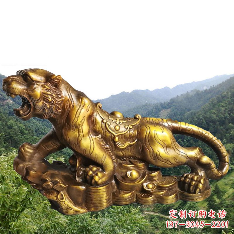 廊坊招财老虎漆金12生肖动物雕塑