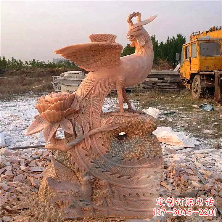 廊坊中国古代传说中的瑞鸟凤凰牡丹石雕